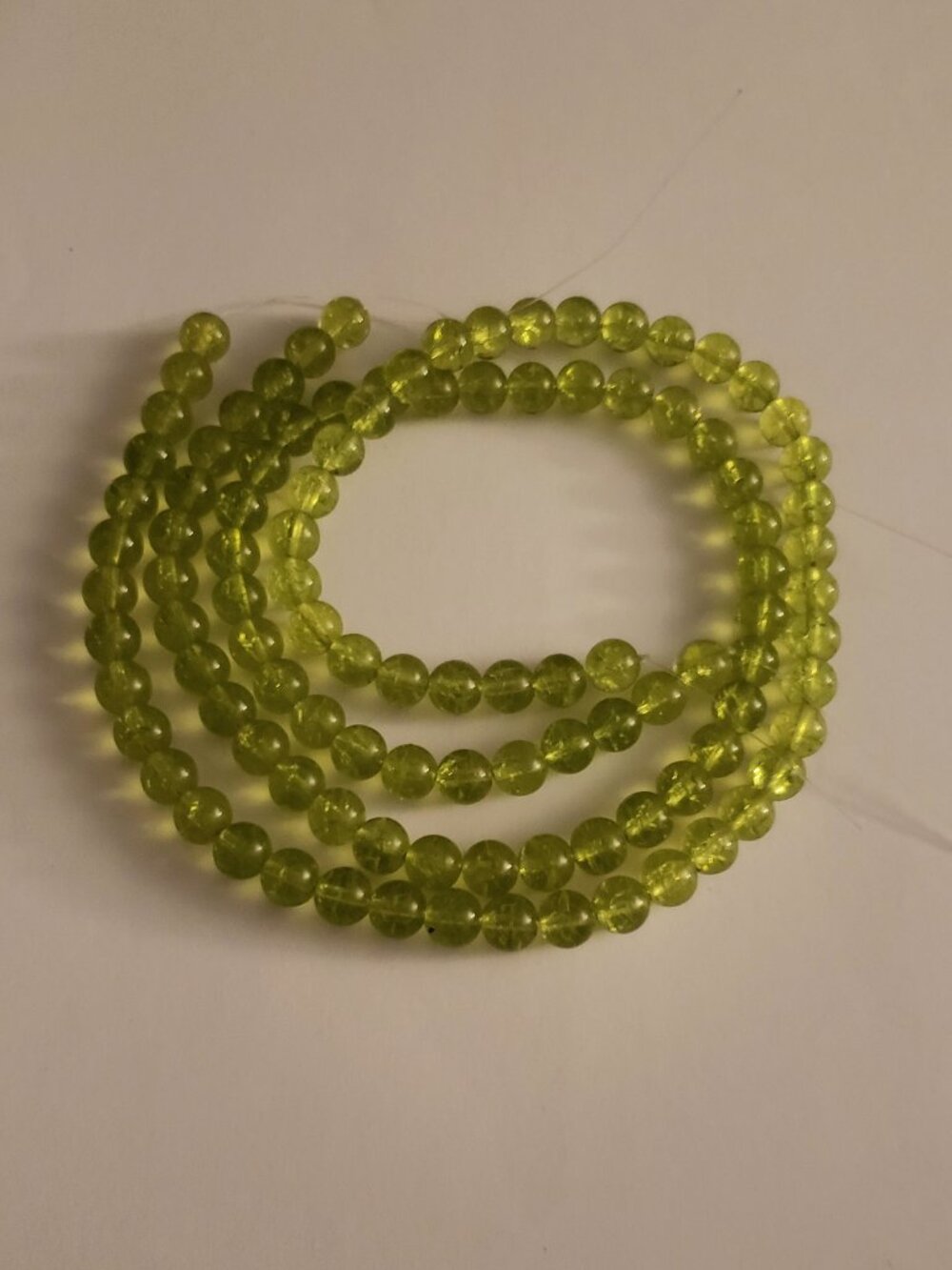 2 Light Green Round Crackle Glass Beads Strand of Beads Jewelry Making Crafting